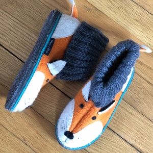 Garnet Hill Fox Wool Slippers Toddler 11 EUC